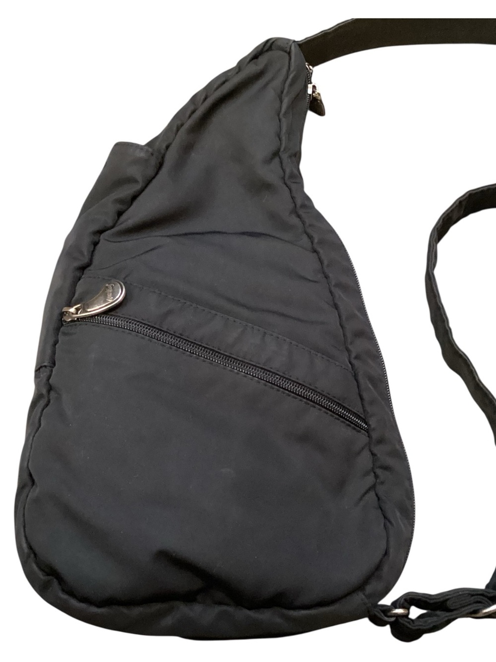 AmeriBag Healthy Back Bag Black Nylon Crossbody Sling Backpack